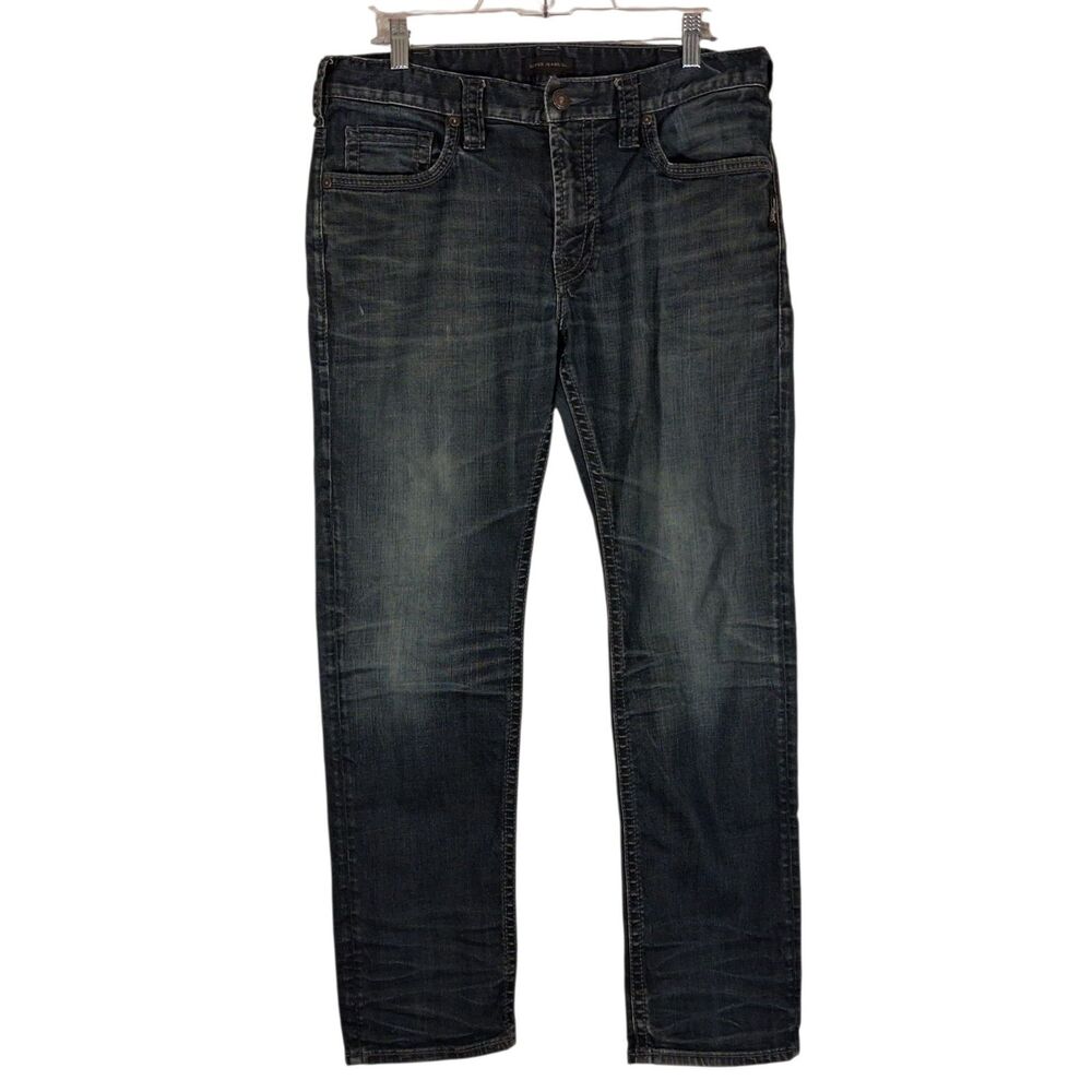 Silver jeans mens 32x30 blue denim Konrad straight leg dark wash stretch 90s Y2K